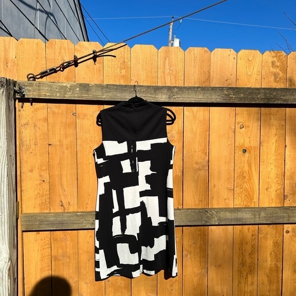 Donna Morgan Black white Dress vintage size 12 abstract retro spring summer - Picture 7 of 8